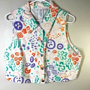 COLLUSION Sad Face Denim Vest Women’s size 14
